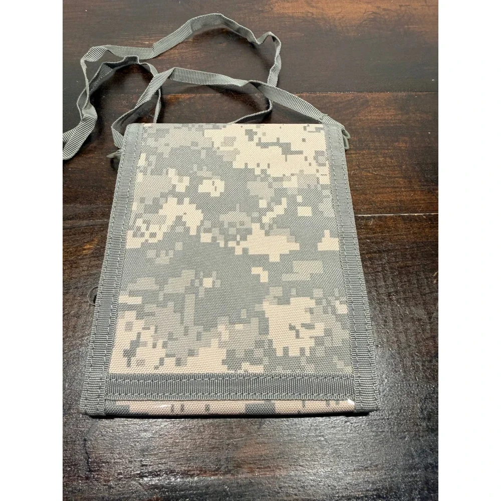 Tactical ACU Digital Camo Neck Wallet ID Holder Travel Organizer USA Flag Patch